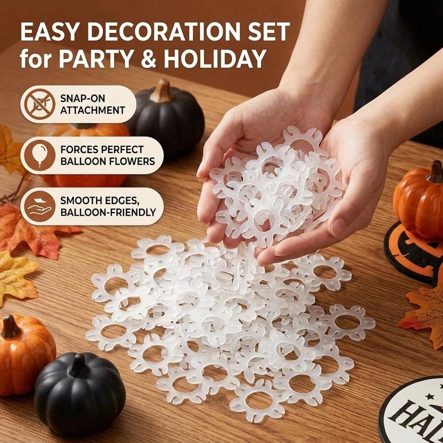 20pcs Plum Blossom Balloon Clips, Plastic Balloon Ring Tie Clips, Flower-Shaped Balloon Fixing Buckles, Birthday Party Wedding Room Balloon Arch Decoration Accessories - A - View 1
