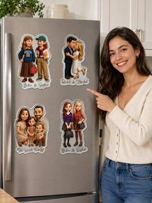 Customized Photo Acrylic Fridge Magnet, Personalized Photo Fridge Magnet, Customizable Photo Fridge Magnet, Decorative, Suitable As Anniversary Gift For Men Or Women - Multicolor - View 4