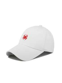 1pc Men's Printed Spider Pattern Adjustable Casual Minimalist Baseball Cap, Suitable For Daily Wear - White - View 2