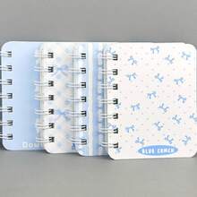 4Pcs Spiral Notebook, Portable Notepad, A7 Size, Bow Notebook, Pocket Notebook, Notebook, Office Record, Memo, Suitable For Study Record, Office, Memo, Back To School Season Essential, Suitable For Back To School / Back To School Season, Birthday Gift, Teacher's Day Gift, Thanksgiving Gift, Christmas Gift, New Year Multi-Holiday Gift - Multicolor - View 2