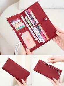 FOREVER MIYIN Women RFID Blocking Long Snap Wallet, Large Capacity Multi‑Card Slots Purse With ID Window, Back Zipper Coin Pocket, Oil‑Wax & Litchi Grain Daily Use - Multicolor - View 14