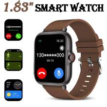 [SmartWatch]中性智慧手錶，舒適矽膠錶帶，支援通話、訊息通知、音樂控制、鬧鐘，180mAh電池，1.83吋全螢幕觸控螢幕，相容 Android 與 iOS 系統，運動風，適合世界盃派對 - 彩色 - 查看 2