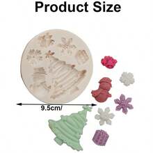 1PC Christmas Tree Snowflake Snowman Silicone Mold Cake Fondant Chocolate Candy DIY Baking Tool Non-Stick Easy Release - Beige - View 3