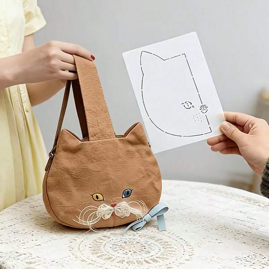 1pc Reusable Big Cat Small Handbag Sewing Patchwork Template, Sewing Soft Mold Transfer Tool, Durable Design Transparent PET Patchwork Sewing Tool, Suitable For Patchwork, Quilting, Sewing Projects, Fabric Storage And Organization, Craft Enthusiasts - Sets - View 1