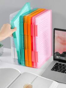 1pc Extended Transparent File Box, Portable Plastic File Box, Paper/Document/Bill/Receipt Management Folder (A4/Letter Size) Art Supplies Folder Multi-Functional Permanent Folder, Suitable For Office, School, Home (Random Color) - Multicolor - View 8