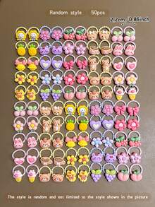 50pcs Random Cartoon Cute Style Hair Ties Suitable For Daily Use - Multicolor - View 7