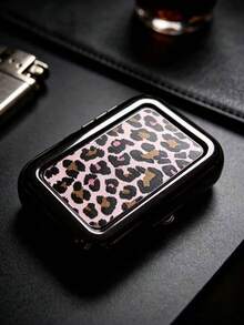 1PC Leopard Print Portable Square Multi-Functional Metal Ashtray Box, Fashionable Men's Thick/Thin Cigarette Outdoor Pocket Car Ashtray, Women's Small Portable Ashtray, Print Position May Vary - Multicolor - View 14