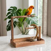 1pc Wooden Parrot Perch, Reduces Destructive Chewing And Boredom Behaviors, Suitable For Resting, Chewing And Feeding, Perfectly Meets Daily Bird Cage Activity Needs, Multi-Functional Exercise And Play Perch - A - View 8
