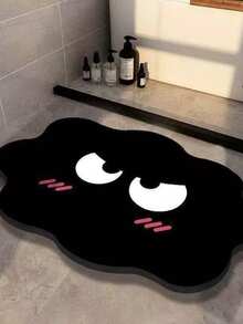 Cute Cartoon Black Cloud Diatomaceous Earth Bath Mat, Non-Slip Quick Dry Water Absorbent Bathroom Rug, Soft Irregular Doormat For Home Decor - A - View 11