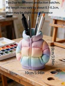 1pc 3D Printed Down Jacket Pen Holder | Macaron Gradient Desktop Storage, Cute Pencil Cup, Creative Desktop Decoration. Ideal Gift For Gamers, Students And Colleagues, Sturdy Desktop Accessory. Note: Actual Product Color May Slightly Differ From The Displayed Image. - A - View 15