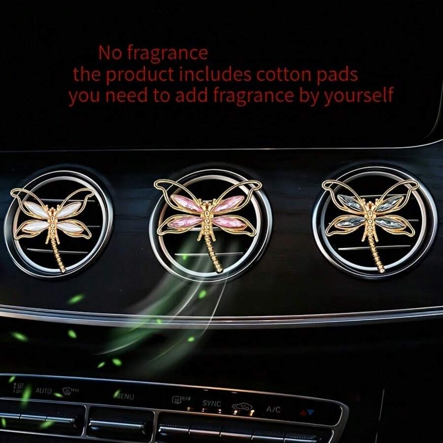 1PC Elegant Metal Dragonfly Vent Clip For Car Air Conditioner Outlet, Vintage Insect‑Shape Car Air Freshener Decor, Luxury Auto Interior Ornament Gift For Women Drivers - Dragonfly Air Vent - View 1