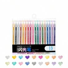 12/18/24pcs Glitter Gel Pens, Juice Pens, Sparkling Pearlescent Quicksand Fluorescent Pens For Journaling - Gold - View 13