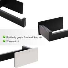 1-Piece Metal Toilet Paper Holder, Black, Drill-Free Adhesive, For Bathroom, Bathroom Accessories - Black - View 3