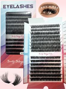 15 Rows 300 Clusters 60/80/100pcs 0.05 0.07 D/DD Fluffy Eyelash Extensions 10-18mm Mixed Length Hot Melt Flower Lash Clusters Thick Curl Individual Lash Clusters Suitable For Party Daily Wispy DIY Lash Extensions Dense Style Reusable False Eyelashes - Black - View 1