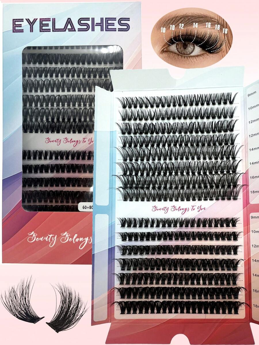 15 Rows 300 Clusters 60/80/100pcs 0.05 0.07 D/DD Fluffy Eyelash Extensions 10-18mm Mixed Length Hot Melt Flower Lash Clusters Thick Curl Individual Lash Clusters Suitable For Party Daily Wispy DIY Lash Extensions Dense Style Reusable False Eyelashes - Black - View 1