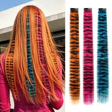 HEYPINK 1piece Set Of Straight Hair Extensions With Wine Red 18 Inch Heat-Resistant Fiber Synthetic Hair Clips, Suitable For Women's Christmas, Halloween Parties, And Daily Use - Two-Tone - View 2
