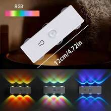 New Smart RGB Color Light-Sensing Magnetic Charging Cat Eye Ambient Light, 6-Head Cat Eye Sensor Wall Lamp, USB Rechargeable, RGB Night Light, Suitable For Bedroom/Stairs/Closet, Modern Aesthetic Spotlight - Multicolor - View 6