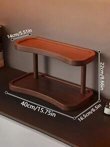 2-Tier Walnut Countertop Storage Rack - Elegant Makeup, Perfume And Skincare Organizer, Suitable For Bathroom, Kitchen And Office Desk, With Separate Enclosed Storage Compartments - Brown - View 11