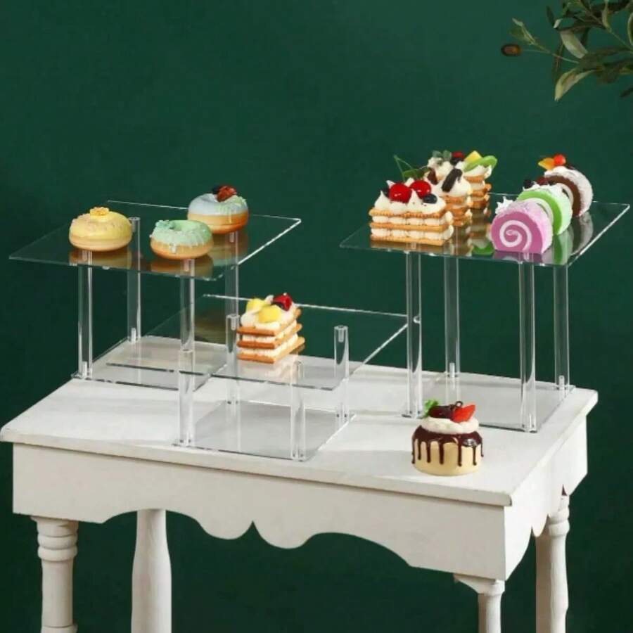 Acrylic Cake Bread Display Stand Transparent Donut Dessert Pastry Display Rack Glass Display Stand Transparent Storage Tray Kitchen Use Christmas Gift Back To School - Clear - View 1