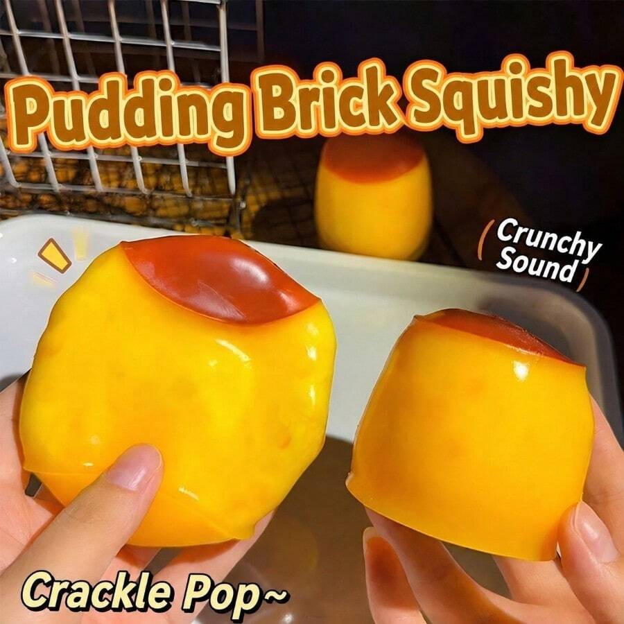 Building Block Caramel Pudding Fidget Toy, Crunchy Tactile Sensory Toy, Suitable For ASMR And ADHD, Shaping Toy For Children, Teenagers And Adult Women, Office Decor And Accessory, Party Gift, Christmas Gift, Halloween Toy, Creative Play, Portable Desktop Companion