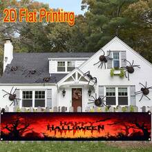 Halloween Outdoor Orange & Black Banner, Perfect For Yard Signs And Decorations, Celebrate The Spooky Season - A - View 7