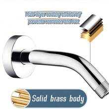Stainless Steel Round Shower Arm For Wall-Mounted Installation, Shower Rod Pipe Holder, Bathroom Shower Head Support Elbow, American-Style Shower Bracket With Plated Handheld Shower Holder And Fixed Shower Head Mount - Bent Pipe Bracket - View 3