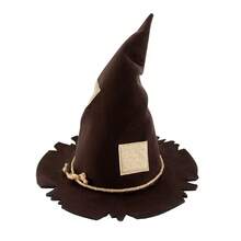 Cross-Border New Scarecrow Patch Witch Hat Halloween Witch Hat Party Accessory Costume - Rust Brown - View 13