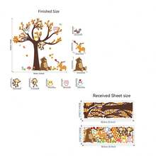 2pcs Cartoon Big Tree & Small Animals Wall Stickers, Suitable For Home Living Room Bedroom Children's Room Background Wall Decoration, PVC Material Waterproof Self-Adhesive Removable Wall Decals, Size 35.4inch*11.8inch*2pcs - Multi-color 2-pack - View 4