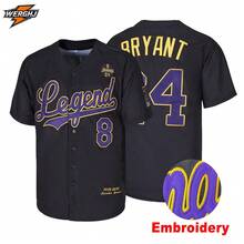 Men's Bryant 8 Forever Embroidered Baseball Jersey, Purple And Gold Colorway Fan Commemorative Baseball Uniform - Black - View 2