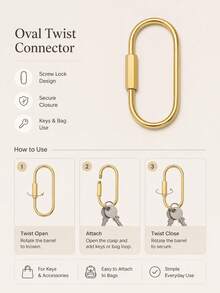 Gold Textured Lock Key Chain, Minimalist Gold Key Chain Clip, Unisex Carabiner Key Ring, Suitable For Backpack, Car, School, Gothic Y2K Style - Multicolor - View 7