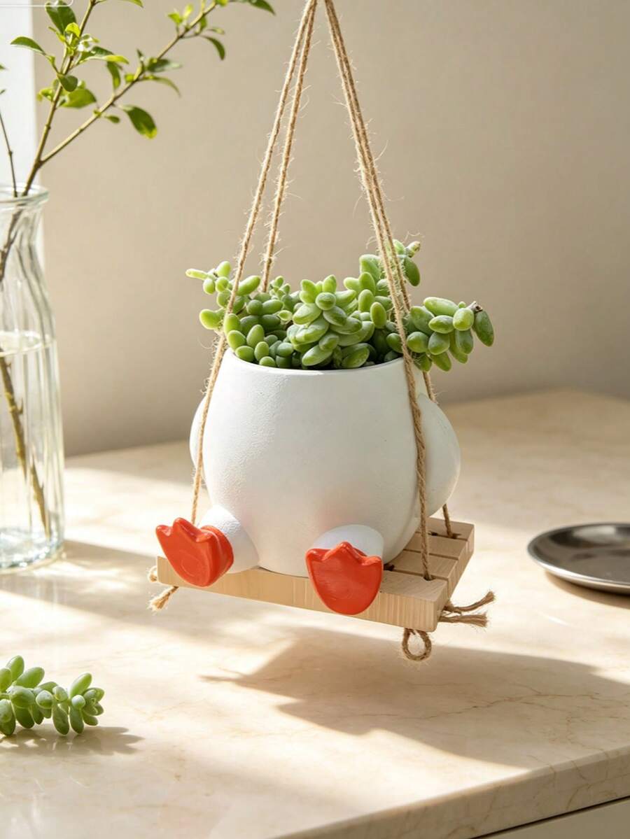 Pot Bunga Gantung Lucu, Pot Bunga Kartun Resin, Dekorasi Gantung Pot Bunga Kreatif untuk Dinding dan Balkon Rumah - Ornamen ayunan - View 1