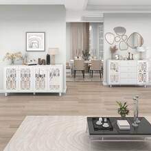 Sideboard Made Of Wood With Storage With Drawers With Doors White For Dining Room And Living Room - 白色 - 查看 4