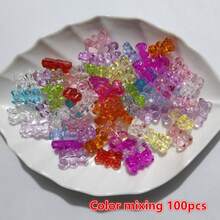 50/100/200顆壓克力軟糖熊珠，鮮豔混色，亮面透明隔珠，適合DIY珠寶製作，11x16mm，多種透明色，完美適用於DIY手鍊與珠寶 - 彩色 - 查看 13