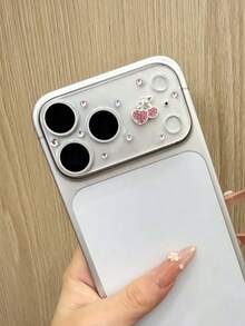 Fruit Element 3D Rhinestone Cherry Lens Protector Luxury 3D Butterfly Crystal Lens Protector Case Compatible With Iphone 17 Pro Max/17 Pro, Transparent Lens Cover Anti-Shock Anti-Scratch Camera Protection Mother's Day Gift - Heart Cherry Diamond - View 4