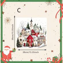1pc Winter Snowscape Town Christmas Window Decorations, European-Style Snowy Cottage Pine Tree Glass Decals, Reusable, Suitable For Living Room And Store Window Decoration - Multicolor - View 13