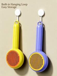 Pet Grooming Brush, One-Click Self-Cleaning Design, Cat And Dog Hair Removal Tool, Massage Brush Suitable For All Fluffy Pets - Multicolor - View 7