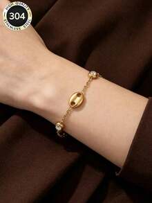 1pc Elegant Stainless Steel Pig Nose Clip Rhinestone Bracelet For Women, Suitable For Daily Wear - Pig Nose Bracelet - View 1