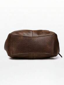 Elegant Business Style Solid Color Textured Bucket Shoulder Bag With Scarf Strap Decor, Suitable For Daily Commute And Gatherings - Brown - View 8
