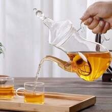 1pc-1000ml-Handmade Glass Teapot-Glass Coffee Pot-Can Be Heated Directly On Open Flame- Lamp Shaped Pot-Large Capacity-Flower Tea-Beauty Afternoon Tea Pot-Home Kitchen Storage Supplies - White - View 2