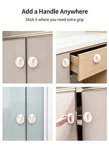 4Pcs Punch‑Free Self‑Adhesive Door Handles, Easy 30s Installation Sticky Pull Handles For Cabinet Wardrobe Drawer, Multifunctional Household Auxiliary Grips - Multicolor - View 2
