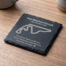 1pc 10cm*10cm Natural Stone Racing Track Coaster, 8 Track Designs, Laser Engraved Track Map Stone Drink Coaster, Heat Resistant Non-Slip Square Coaster, Racing Decoration, Racing Fan Gift, Car Enthusiast Gift, Birthday Christmas Gift - Black - View 12