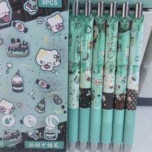 2/6pcs Portable Compact Cat Themed Gel Pens. 0.5mm Tip. Black Quick-Dry Ink. Exam Practice Pens. Button Design, Specially Designed For Exams. Back To School Essential Stationery, Suitable For Students. Back To School Gift. Pens, Back To School Essential - Multiple Styles - View 7