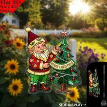 2D Flat Acrylic Printed Garden Sun Catcher With Christmas Tree And "Merry Christmas" Design, Perfect For Entrance, Garden Shed, Porch, Flower Bed And Christmas Decor - A - View 2