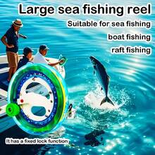 Heavy Duty Fishing Reel | Flying Line Reel | Includes 984ft Line And Connector | Suitable For Saltwater Fishing | Boat Fishing | Features Telescopic Handle And Spring Locking Mechanism | ABS Anti-Aging Material - Spool - View 6