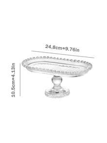 1pc High-End Vintage Minimalist Home Decor Transparent Glass Beaded High-Foot Tray, Dessert Plate, Pastry Fruit Plate, High-Foot Dessert Display Tray Ornament - Multicolor - View 10
