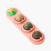 1PC 4-In-1 Silvervine Wall Ball Sticker - Indoor Cat Wall-Mounted Silvervine Toy, Silvervine, Silver Vine, Gall Fruit Flavors, Rotating Cat Licking Ball, Relieves Boredom And Interactive Play Toy For Kittens - Multicolor - View 9