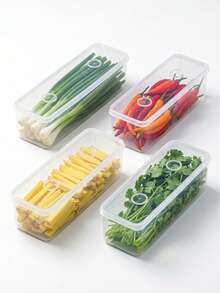 1pc Rectangular Herbal Fresh-Keeping Box, Stackable Refrigerator Vegetable Storage Container With Ventilated Lid, Suitable For Green Onion, Cilantro, Celery, Asparagus And Other Vegetables, Transparent Refrigerator Organizer Box, Suitable For Kitchen Meal Prep - Multiple Colors and Styles - View 11