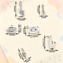 50pcs Random Assorted Musical Note/Instrument Pendant Charms, Alloy Material, Sweet & Cool Y2K Style, Classic Silvery Fashion Music Festival Party Punk Jewelry Making Accessories - A5529 - View 2
