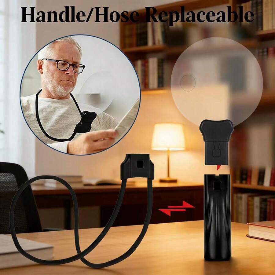 2-In-1 Adjustable Hands-Free Magnifying Glass, 5x 5.12 Inches, Supports Handheld/Neck Worn/Desktop Mode Switching, Equipped With Independent High Magnification Small Round Mirror, Suitable For Reading, Sewing And Handmade Production, Home Decoration - A - View 1