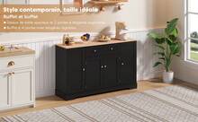 Sideboard Made Of Wood With 3 Drawers With Storage With Drawers Brown For Dining Room And Living Room - Black - View 4